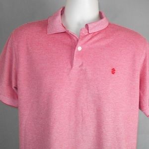 Izod Men's Red/White Chambray Polo Shirt Large